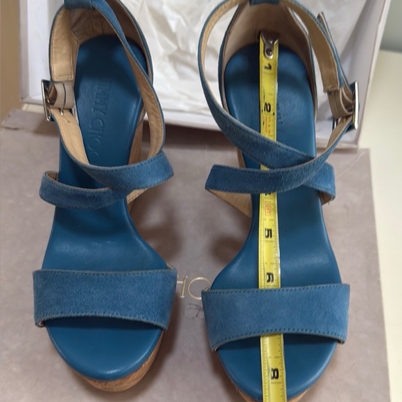 “Jimmy Choo” Women’s Wedge Sandals in Blue Suede pre-owned Size: 35 - Picture 4 of 14